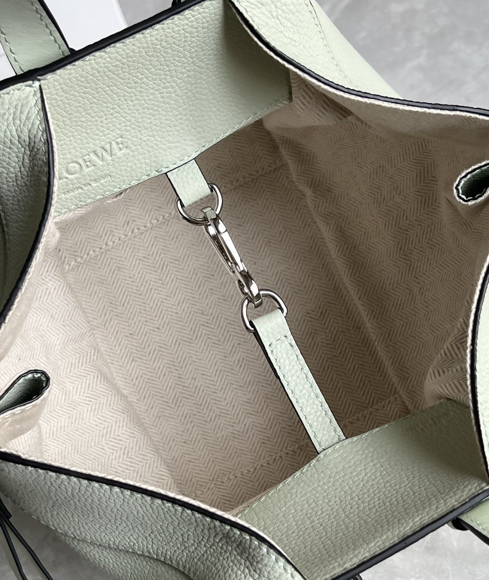 Loewe Compact Hammock Bag in Soft Grained Calfskin Sea Salt